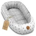 Babynest babynestchen neugeborene 90 x 50 cm baby nestchen tragbar nest für bett kinder kuschelnest coccon für Jungen und Mädchen Sternchen Grau... - Grau