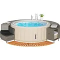 vidaXL Whirlpool-Umrandung Grau Poly Rattan und Massivholz Akazie