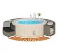 vidaXL Poolleiter, Whirlpool-Umrandung Grau Poly Rattan und Massivholz Akazie