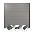Woodstore24 - WPC Sichtschutzzaun - grau – 3 x Zaun & 4 x Pfosten - 185 cm x 180 cm - Gartenzaun Komplettset - inkl. Pfosten anthrazit