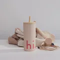 Design Letters Kaffeebecher 500 Ml | Trinkbecher mit Deckel und Strohhalm | Geschenk für Valentinstag ihn, Geschenk für Valentinstag sie | Kaffeebecher to go BPA/BPS frei, Wiederverwendbar | Beige