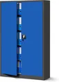 Jan Nowak Metallschrank Jan II 185 x 115 x 40 cm - Aktenschrank abschließbar mit 2 Türen, Mehrzweckschrank mit 5 Ebenen, Büroschrank aus Stahlschrank mit Pulverbeschichtung - Anthrazit-Blau