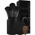 Luvia-Cosmetics Pinsel PinselsetPrime Vegan Pro Set Black Kosmetikpinsel 12 Stk. + Make-up-Schwamm 1 Stk.+ Reinigungspad 1 Stk. + Verschließbarer Pinselhalter 1 Stk. 1 Stk. (39,09 € / 1 Stk.)