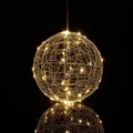 Relaxdays - Led Dekokugel, Batteriebetrieben, Drahtkugel, Hängen & Stellen, Langes Kabel, Leuchtkugel, Ø 25 Cm, Silber