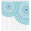 Abakuhaus Duschvorhang Moderner Digitaldruck mit 12 Haken auf Stoff Wasser Resistent Breite 175 cm, Höhe 200 cm, Mandala Hochzeits-Einladung Spitze blau 175 cm x 200 cm