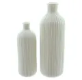 FRANK FLECHTWAREN Vase Weiß, 2er Set, Porzellan, weiß, Maße: Ø 5 x 15 cm, Ø 6 x 20 cm, tolles Rillendesign