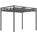 Outsunny Pergola, Grau, Metall, Kunststoff, 213x221x298 cm, Sonnen- & Sichtschutz, Pavillons & Pergolas, Pergolas
