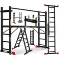 MASKO® Baugerüst mit Arbeitsbühne, Arbeitsgerüst 4in1 Mehrzweckleiter
