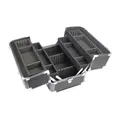 HMF 14901-02 Alu Transportkoffer mit individuellen Trennwänden, Werkzeugkoffer leer, 33 x 22,5 x 24 cm, Schwarz