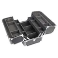 HMF 14901-02 Alu Kosmetikkoffer mit individuellen Trennwänden, Schminkkoffer leer | 33 x 22,5 x 24 cm | Schwarz