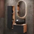 Waschtischunterschrank Astra 60 cm gold eiche / anthrazit mit Seitenschrank gold eiche / anthrazit