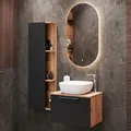 Planetmöbel Astra Badmöbel Set mit Waschtisch 60 cm mit 1x Seitenschrank Gold Eiche Anthrazit, ohne Aufsatzwaschbecken