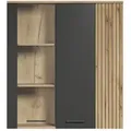 Calicosy - Esteban Vitrinenschrank Wandschrank Grau, Eiche Dekor.