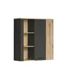 trendteam smart living - Esteban - Vitrine - Anthrazit/Evoke Eiche - Hängevitrine mit 6 Fächern - (BxHxT) 90 x 99 x 34 cm - Hängeschrank in Rillenoptik - kratzfest