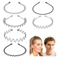 6 Stück Haarreifen Männer Damen, Haarreif Welle Haarreifen Metall für Outdoor Sports Yoga Fitness, Schwarz