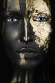 Acrylglasbild "Anuket", Frau-Gemälde-Frau-Bilder von Frauen-Mode-Modern-Fashion-Magazincover, (1 St.), von Hand eingearbeitete Blattgold Applikationen Farbe Bild(er): schwarz/goldfarben B/H: 60 cm x 90 cm