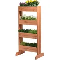 dobar® 58372FSCe Vertikales Blumenbeet Massivholz | Vertikales Hochbeet mit 4 Pflanzkästen | Vertikalbeet für Garten/Terrasse/Balkon | Blumentreppe inkl. Pflanzfolie | 55 x 40 x 125 cm | Braun