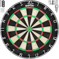 RE:SPORT® Sisal Premium Dartscheibe XXL Set mit 9 Profi Dartpfeile + 24 Pro Flights + Zubehör | Steeldart Dartboard mit Montageset | Steeldartscheibe mit Pfeilen Startlinie (Classic ohne Zubehör)