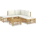 vidaXL 6-tlg Garten-Lounge-Set mit CremeWeißen Kissen Bambus Modell 9