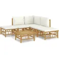 6-tlg. Garten-lounge-set Mit Cremeweißen Kissen Bambus - Vidaxl