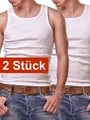 Cocain underwear Unterhemd Herren glatt weiss Feinripp kochfest trocknergeeignet 100 Baumwolle (2-St) ohne Seitennähte, 100% Baumwolle