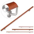 relaxdays Handlauf Aluminium Eiche Optik, 150 cm Gesamtlänge, 1500 mm braun|silberfarben 150 cm