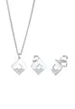 Elli Schmuckset Damen Quadrat Anhänger Geo Set Ohrstecker mit Diamanten (0.045 ct.) in 925 Sterling Silber