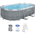 Steel Pro MAXTM Frame Pool Set mit Filterpumpe 427 x 250 x 100 cm , grau, oval