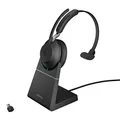 Jabra Evolve2 65 Wireless PC Headset with Charging Stand – Noise Cancelling UC Certified Mono Headphones with Long-Lasting Battery – USB-C Bluetooth Adapter – Black