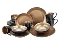 CreaTable, 23598, Serie GLAMOUR - Gold, 16-teiliges Geschirrset, Kombiservice aus Steinzeug, spülmaschinen- und mikrowellengeeignet, Qualitätsproduktion