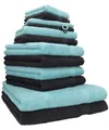 Betz 12-tlg. Handtuch-Set PREMIUM 100% Baumwolle  graphit / ocean