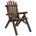 Outsunny Adirondack Stuhl wetterfest Adirondack Chair aus Holz Outdoor Gartenstuhl mit Hoher Rückenlehne und Armlehnen Balkonstuhl Gartensessel für Garten, Terrasse Balkon 83 x 68 x 101 cm Verkohlt