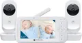 Motorola Nursery Babyphone VM35-2 5-Zoll geteilter Bildschirm Weiß 2 Kameras Nachtsicht integriertes Mikrofon