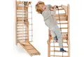 Goodevas Klettergerüst Multifunktionale Schwedenwand & Klettergerüst für Kinder, (Holz Schwedenwand & Rutschensatz – Vielseitiges Indoor Kletterdreieck Set mit Leiter, Rutsche, Monkey Bars, 6-St)