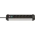 Brennenstuhl Premium-Alu-Line Steckdosenleiste 6-fach / Steckerleiste aus hochwertigem Aluminium, 3m Kabel
