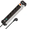 Brennenstuhl Premium-Alu-Line Steckdosenleiste 6-Fach/Steckerleiste aus hochwertigem Aluminium (Mehrfachsteckdose mit Schalter und 3m Kabel, Made in Germany)