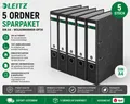 5x Leitz A4 80mm Ordner - Schwarz  Sparpack