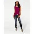 Shirttop HEINE, Damen, Gr. 34, lila (beere), 95% Viskose, 5% Elasthan, Webware:100% Viskose, unifarben, Rundhals, ohne Ärmel, Tops