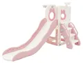 Joyz 3-in-1 Kinderrutsche Rosa-Weiß Kunststoff Spielturm Set Indoor&Outdoor Kinder Spielzeug mit Rutsche und Basketballkorb ab 3 Jahren Gartenrutsche