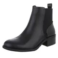 Ital Design Damenschuhe Stiefeletten Chelsea Boots, SP329-, Kunstleder, Schwarz, Gr. 36