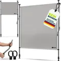 tillvex® Klemmmarkise Senkrechtmarkise 120x310cm Grau mit Handkurbel ohne Bohren | Sichtschutz Ausziehbar & Blickdicht | Vertikalmarkise Balkon Te... - Grau