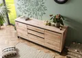 MASSIVMOEBEL24 Sideboard Wildeiche 190x45x85 bianco geölt VILLANDERS #251