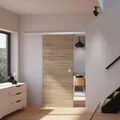 Tür Schiebetür Holz Wildeiche 755 Zimmertür Holztür Schiebetürsystem -  Quadratgriff+2seitiger Softclose