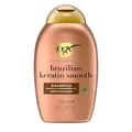 OGX Brazilian Keratin Smooth Shampoo (385 ml), glättendes Haarshampoo mit Keratin, brasilianischem Kokosöl, Avocadoöl und Kokosnussbutter, ohne Sulfate