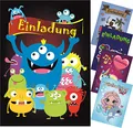 CMC imports 6 er Set Kinder Geburtstag Einladungskarten für Jungen & Mädchen verschiedene Motive Einladung Kindergeburtstag! (Monster)