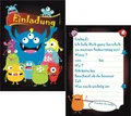 6 Kinder Geburtstag Einladungskarten Karte Einladung Party Monster Monsterparty