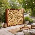 ESTEXO Brennholzlager Holzunterstand Rost Brennholzregal Edelrost Sichtschutzwand Cortenstahl (200x200x38 cm)