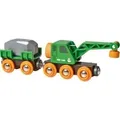 World Grüner Kranwagen mit Anhänger, Spielfahrzeug grün/gelb