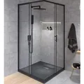 Duschkabine HELA + Duschwanne VIDAR 90x90 Quadratisch Nano Glas 6mm SMC Schwarz