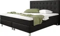 Boxspringbett Köln Plus mit integriertem Topper 180x200 Webstoff Schwarz